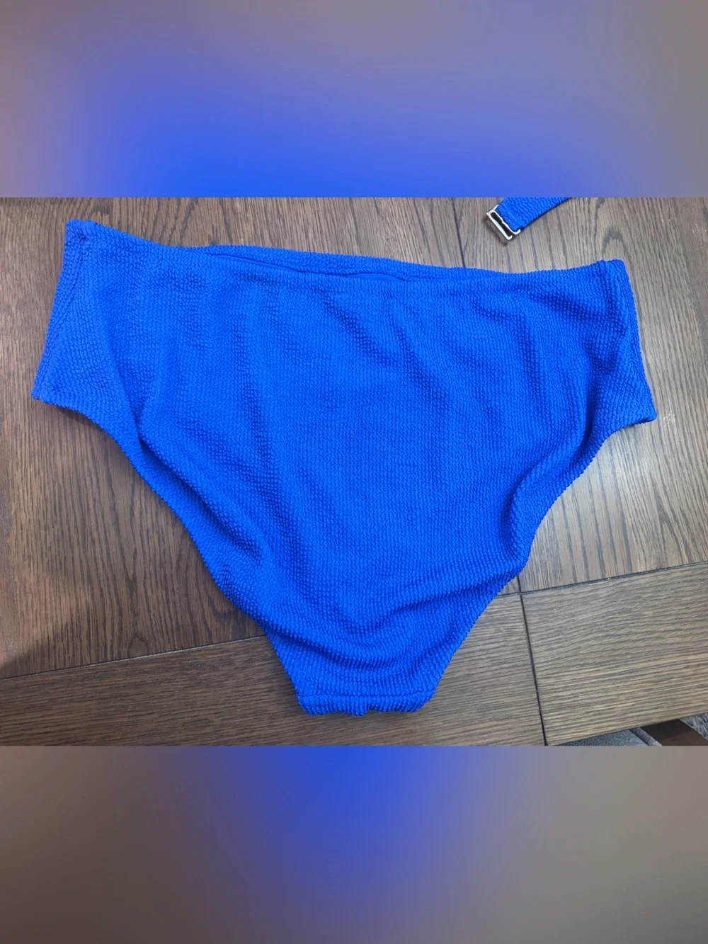 Bright Blue Shade shore 1x-2X Textured Bandeau Bikini Set